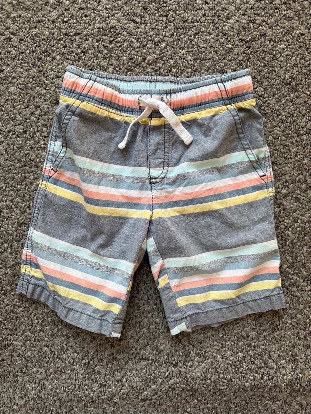 Gymboree Gray Striped Shorts with Mint, Peach & Yellow Accents